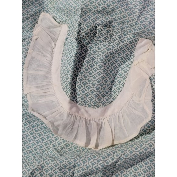 1930s 40s Flour Sack Bib Kitchen Apron Ruffled Collar Pocket Ties Green Vtg - Picture 7 of 7